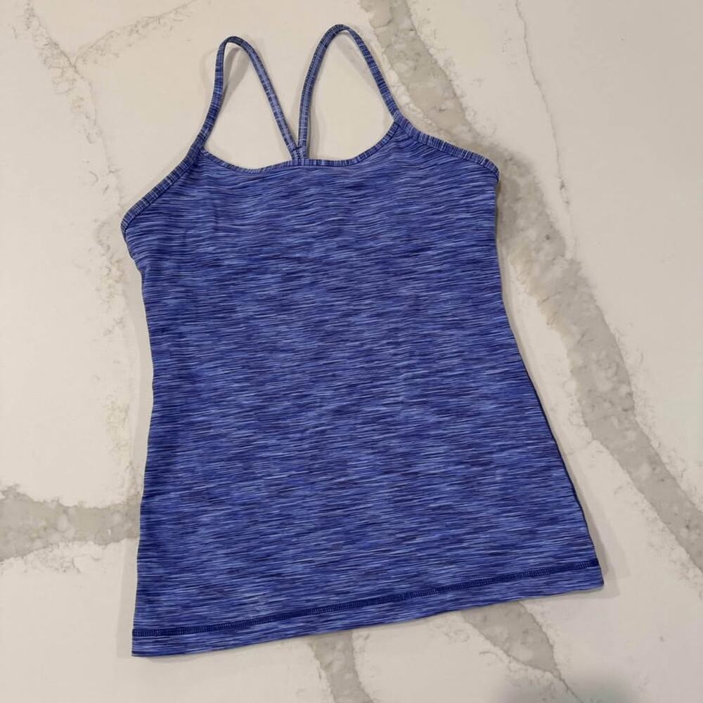 Lululemon Power Y Tank Top Womens 6 Royalty Space Dye Luon CoolMax ShelfBra Yoga